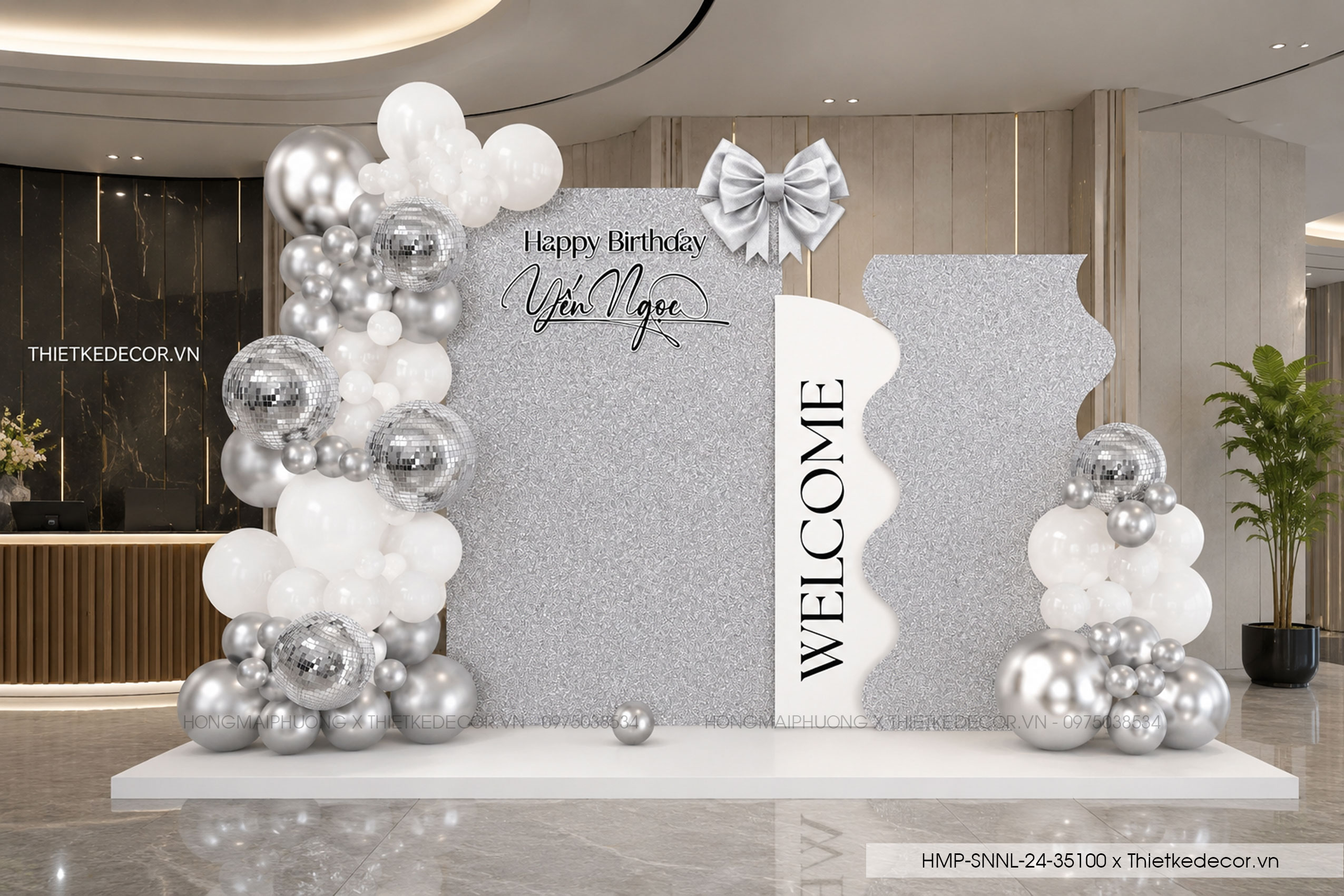 File thiết kế sinh nhật người lớn, sinh nhật nữ, sinh nhật sếp tone trắng bạc sang trọng luxury